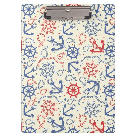 Porte-bloc Rouge et arrière - plan de marine avec l'ancre (Devant)