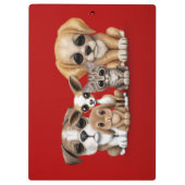 Porte-bloc Rouge mignon de portrait de chiots, de chaton et (Dos)