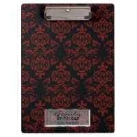 Rouge Noir Damassé Élégant Chic Glam Personnalisé