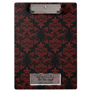 Porte-bloc Rouge Noir Damassé Élégant Chic Glamour Personnali