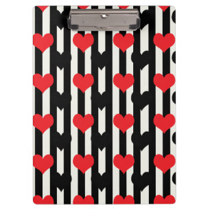 Porte-bloc Rouge rayé Noir Amour Coeur Motif Design