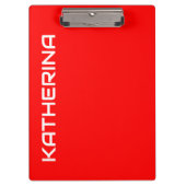 Porte-bloc Rouge Uni | Nom Classique Blanc (Devant)