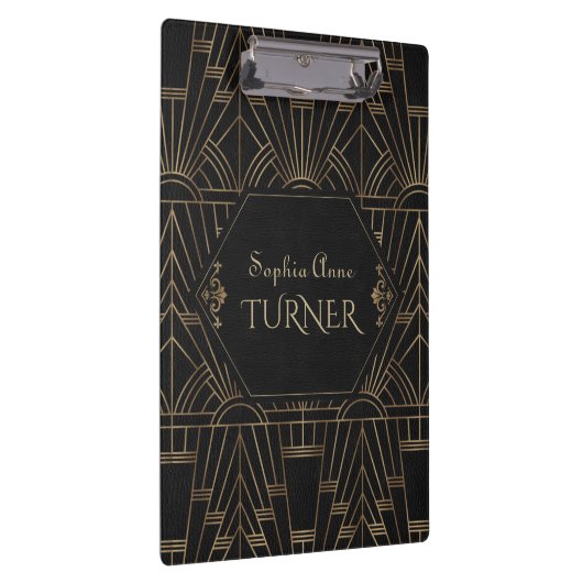 Porte-bloc Royal Gold Black Great Gatsby 20s Style Monogramme (Swatch)