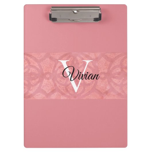 Porte-bloc Ruddy Pink Batik Nom Monogrammé (Devant)