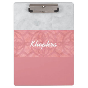 Porte-bloc Ruddy rose Batik gris Aquarelle Nom