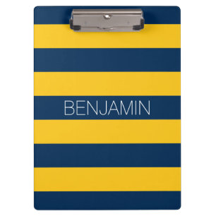 Porte-bloc Rugby bleu marine et jaune Nom personnalisé