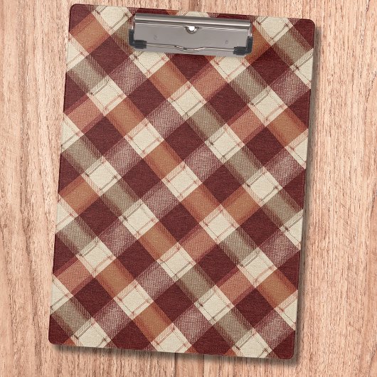 Porte-bloc Rustic Cream Orange Rust Red Plaid Pattern