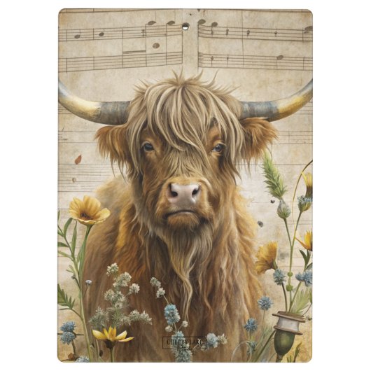 Porte-bloc Rustic Highland Cow  (Dos)