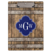 Porte-bloc Rustic Wood Metal Band Navy Quatrefoil 3 monogram (Devant)