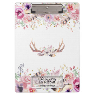 Porte-bloc Rustique Glamor Boho Antlers Floral Personnalisé