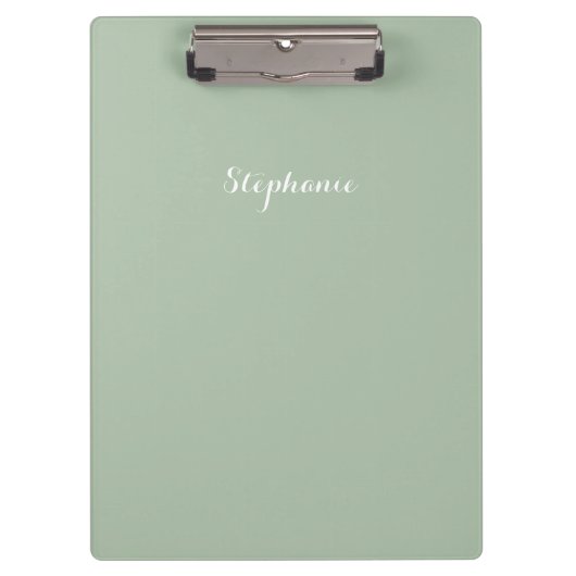 Porte-bloc Sage Green Nom Moderne Élégant Monogramme Boho (Devant)