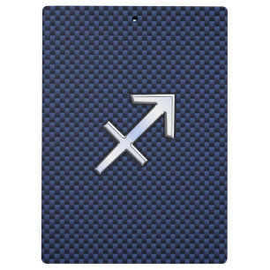 Porte-bloc Sagittarius Zodiac Sign on Blue Carbon Fibre Style