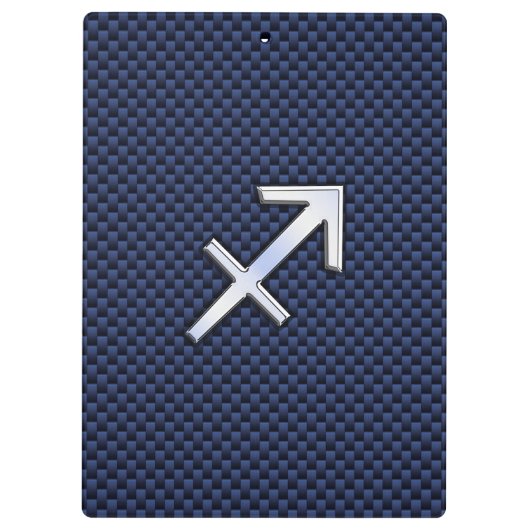 Porte-bloc Sagittarius Zodiac Sign on Blue Carbon Fibre Style (Dos)