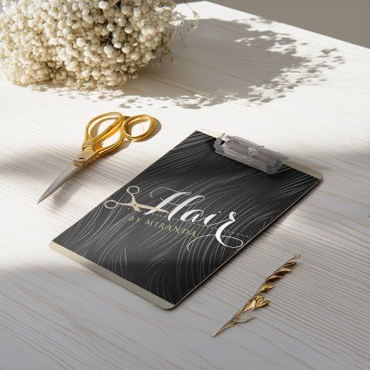 Porte-bloc Salon des cheveux coiffeur ciseaux d'or noir moder