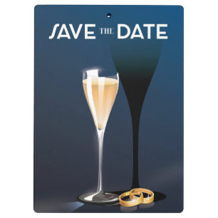 Porte-bloc Sauver la date Verre et anneaux dorés