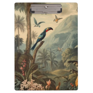 Porte-bloc Scène botanique vintage de Toucans et fleurs