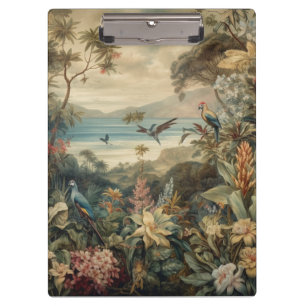 Porte-bloc Scène botanique vintage oiseaux fleurs au paradis
