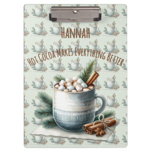 Porte-bloc Scène de mug Marshmallow au cacao d'hiver cosy