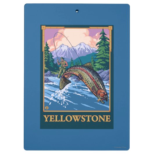 Porte-bloc Scène de pêche de mouche - parc national de (Dos)