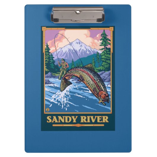 Porte-bloc Scène de pêche de mouche - rivière de Sandy, (Devant)