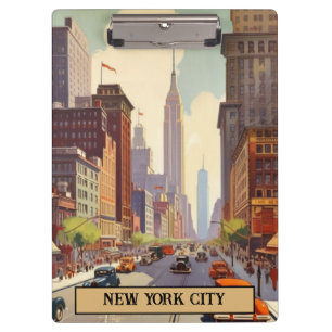 Porte-bloc Scène de rue vintage à New York Texte personnalisé