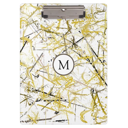 Porte-bloc Scribbles Abstraits - moutarde et Brown (Devant)