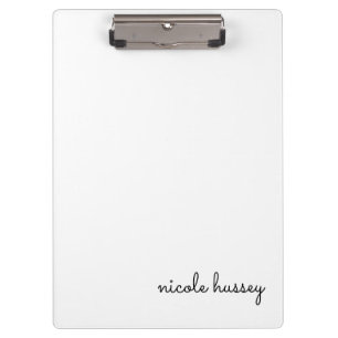 Porte-bloc Script blanc Monogramme élégant minimaliste mode
