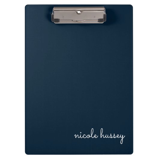 Porte-bloc Script bleu marine | Moderne Monogramme élégant (Devant)