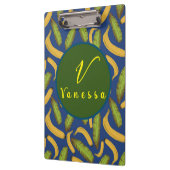 Porte-bloc Script de monogramme à feuille bleue banane tropic (Gauche)