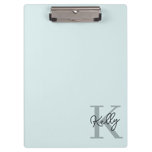 Porte-bloc Script de Monogramme bleu aquatique moderne (Devant)