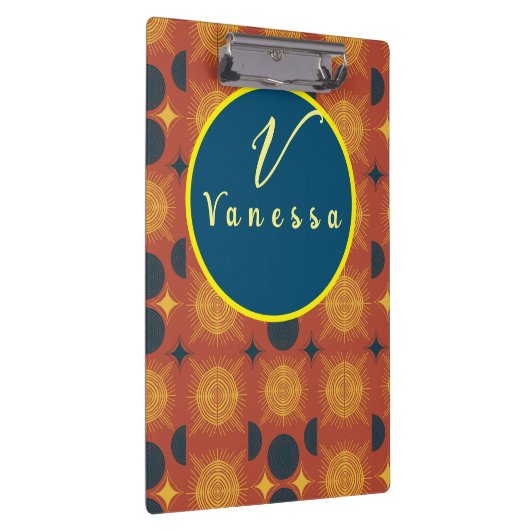 Porte-bloc Script de monogramme Boho Celestial Sun Moon (Swatch)