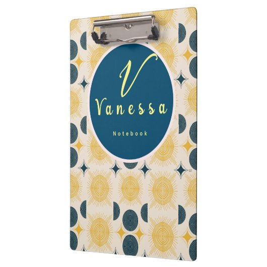 Porte-bloc Script de monogramme Boho Celestial Sun Moon (Gauche)