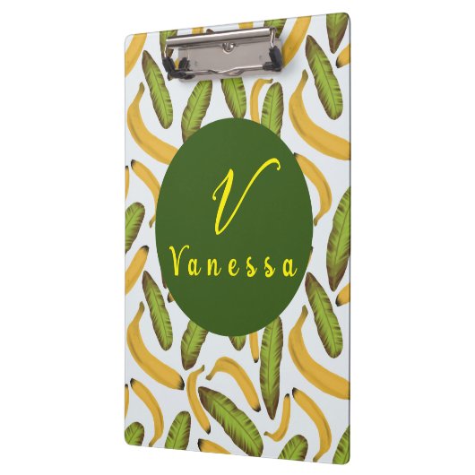 Porte-bloc Script de monogramme de feuille de banane tropical (Gauche)