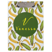 Porte-bloc Script de monogramme de feuille de banane tropical (Devant)