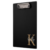 Porte-bloc Script de monogramme d'or noir moderne (Gauche)