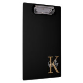 Porte-bloc Script de monogramme d'or noir moderne (Swatch)