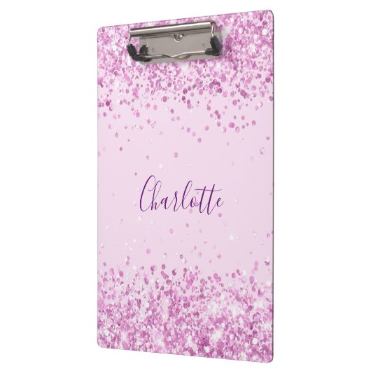 Porte-bloc Script de nom de parties scintillant violet rose v (Gauche)