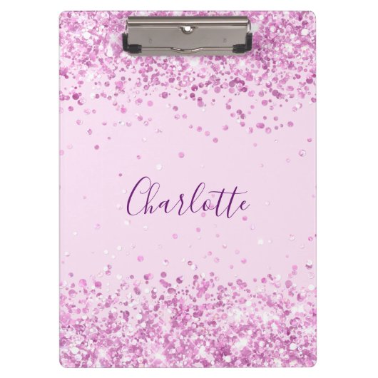 Porte-bloc Script de nom de parties scintillant violet rose v (Devant)