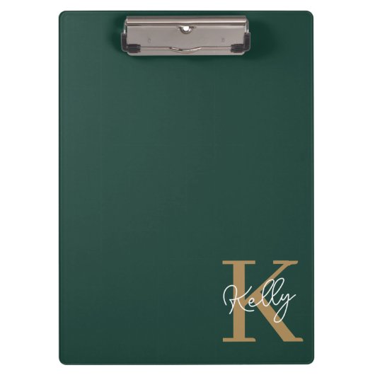 Porte-bloc Script moderne Emerald Green Gold (Devant)