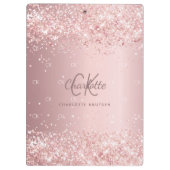 Porte-bloc Script monogramme de parties scintillant rose pâle (Dos)