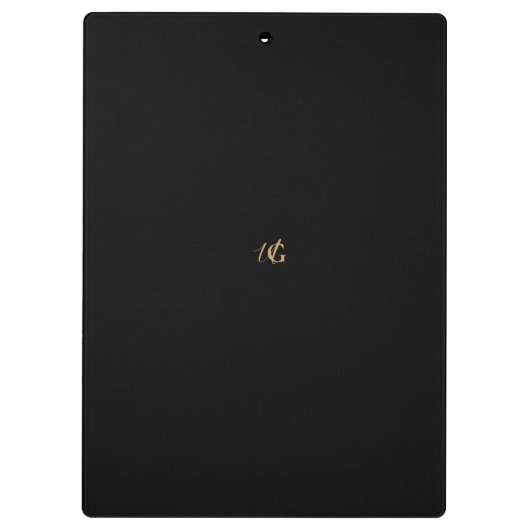 Porte-bloc Script Monogramme moderne noir et or (Dos)