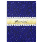 Porte-bloc Séquins de marine personnalisés, or, diamants (Dos)