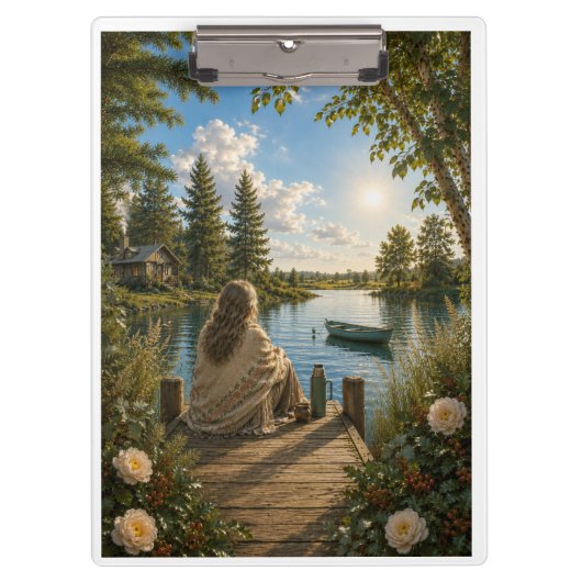 Porte-bloc Serene Lakeside Notebook | Peaceful Nature & Cotta (Devant)