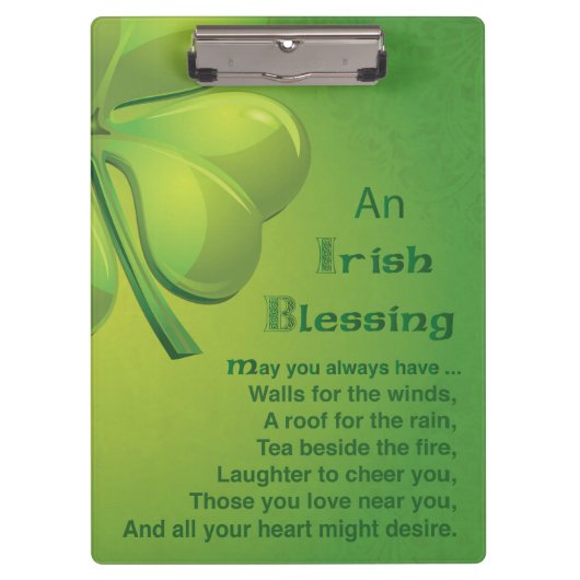 Porte-bloc Shamrock vert d'Irlande Blessings (Devant)