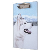 Porte-bloc Sibérie Husky (argent et blanc) Peinture Chien Art (Gauche)
