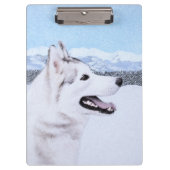 Porte-bloc Sibérie Husky (argent et blanc) Peinture Chien Art (Devant)