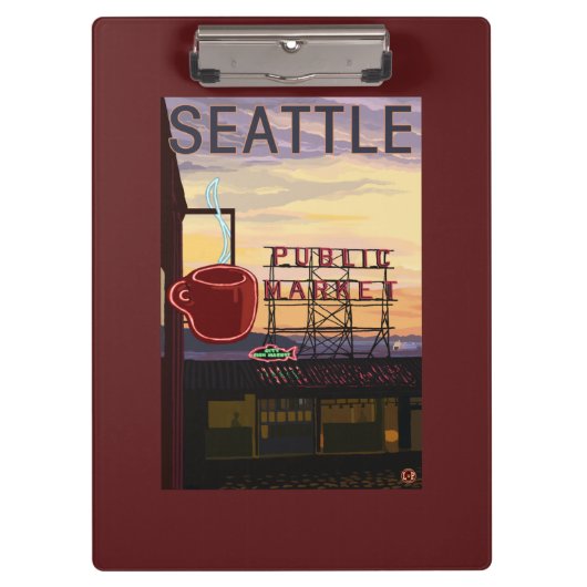 Porte-bloc Signe du marché d'endroit de SeattlePike et vue de (Devant)