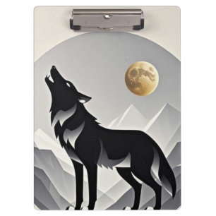 Porte-bloc Silhouette de loup élégante gris noir minimaliste