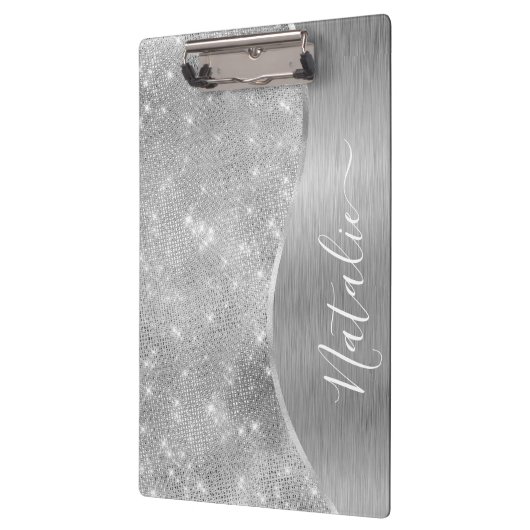 Porte-bloc Silver Glitter Glam Bling Personalized (Gauche)