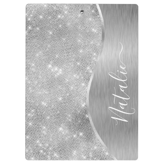 Porte-bloc Silver Glitter Glam Bling Personalized (Dos)